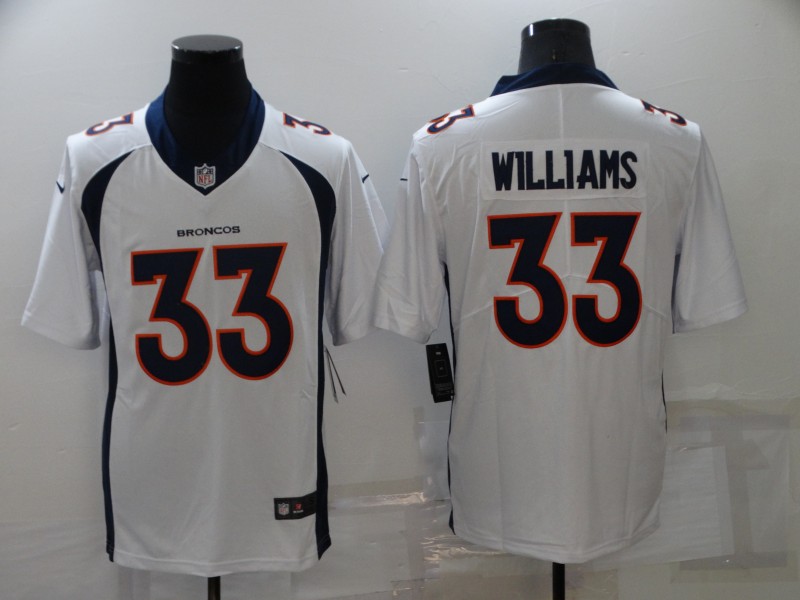 Men's Denver Broncos Javonte Williams #33 White Jersey